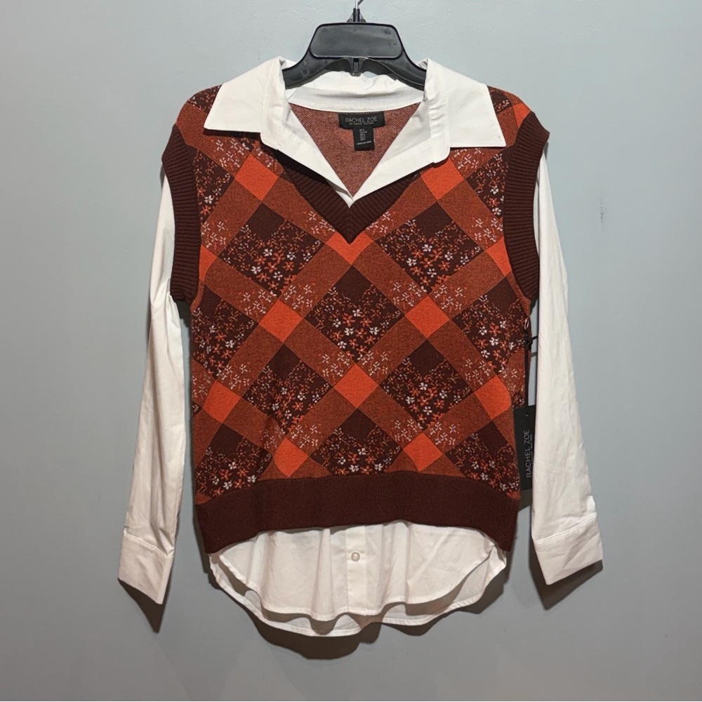 NWT Rachel Zoe Twofer Button Down/Sweater Vest